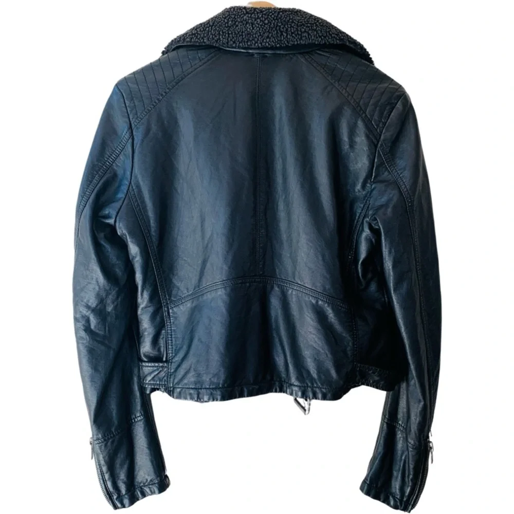 🛑SOLD Free People Asheville Vegan Leather Moto Jacket in Black Size S - Picture 8 of 13